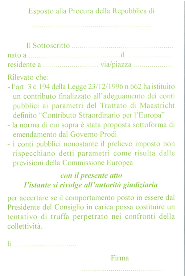TASSA PER L'EUROPA - 1997