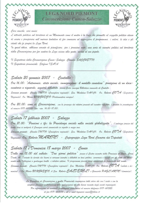 LA LEGA PIEMONT INCONTRA I CITTADINI - 2007