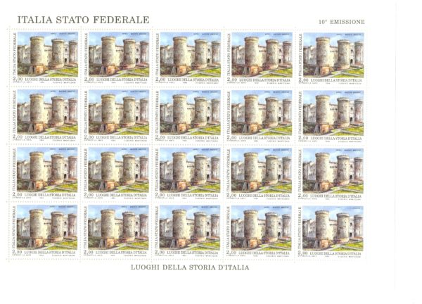 10° EMISSIONE POSTE PADANE, Luoghi della storia d’Italia (2 serie) – FOGLI INTERI - 1994 - immagine 2
