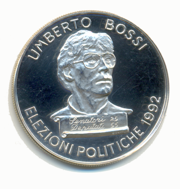 UMBERTO BOSSI, Elezioni Politiche (Argento, logo pieno) - 1992 - immagine 2