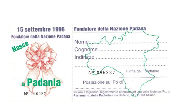 TALLONCINO DI FONDAZIONE DELLA PADANIA - 1996