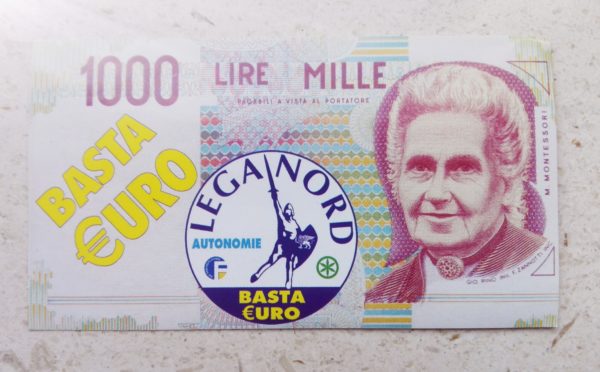 ADESIVO MILLE LIRE - BASTA EURO - Lega e Autonomie